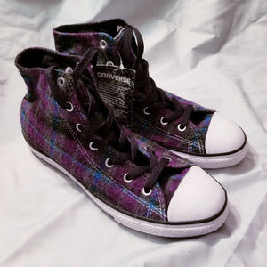 purple plaid converse